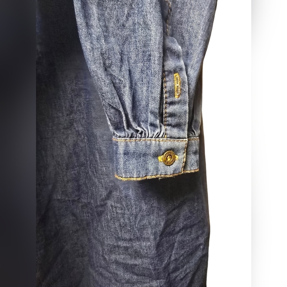 SHUKR 100% Cotton Denim Dress/Shirt Long Sleeve Sz. XL - Picture 4 of 8